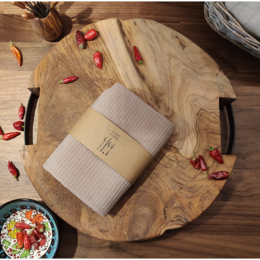 Konyharuha 100% waffel pamut 65x42cm barna