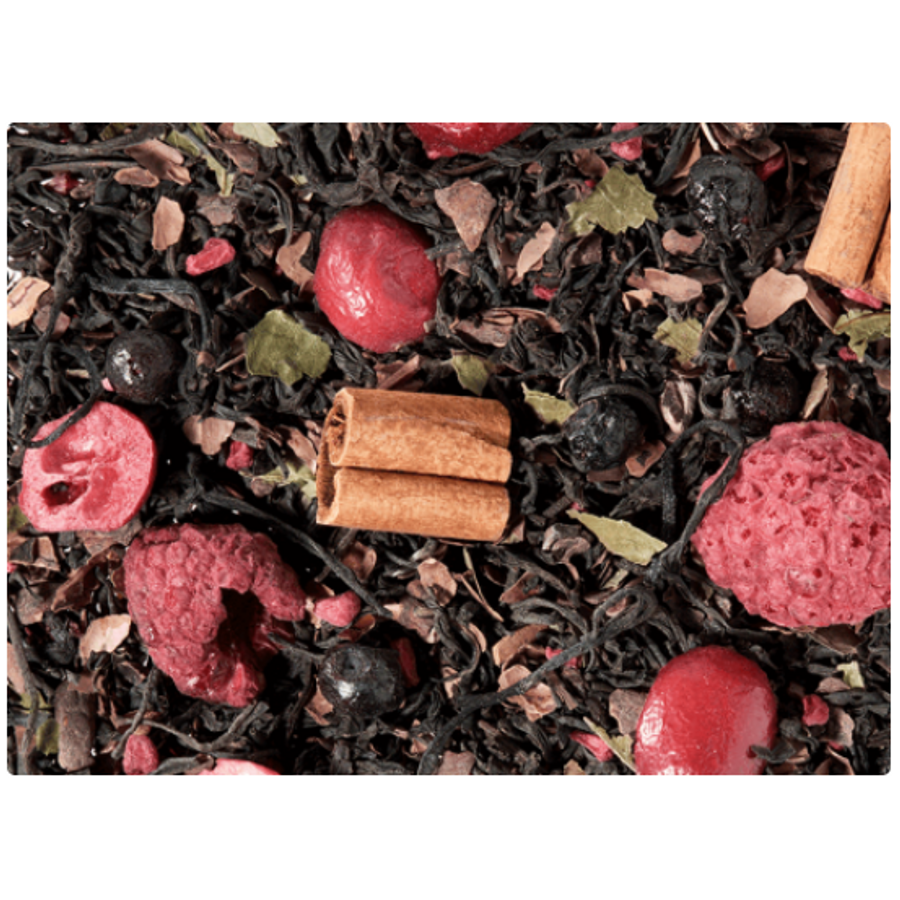 Fekete tea keverék, ízesítve · Áfonya / Málna / Csokoládé - 50g